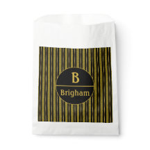 Monogram Elegant Black Gold Stripe Split