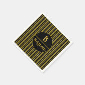 Monogram Elegant Black & Gold Stripe Split Servet (Hoek)