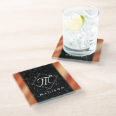 Monogram Elegant Black Marble & Bronze Folie Glazen Onderzetter (Schuin)
