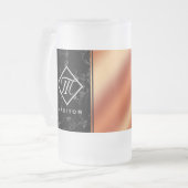 Monogram Elegant Black Marble & Bronze Folie Matglas Bierpul (Voorkant links)