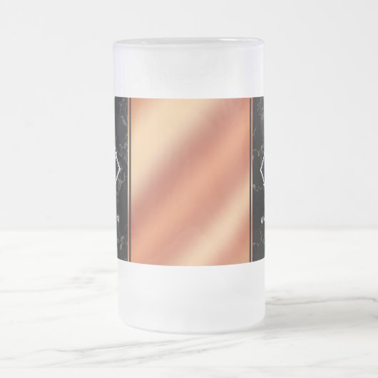 Monogram Elegant Black Marble & Bronze Folie Matglas Bierpul (Center)