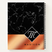 Monogram Elegant Black Marble & Bronze Folie Notitieboek (Achterkant)