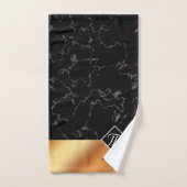 Monogram Elegant Black Marble & Copper Folie Bad Handdoek (Handdoek)