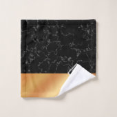 Monogram Elegant Black Marble & Copper Folie Bad Handdoek (Wasdoekje)