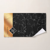 Monogram Elegant Black Marble & Copper Folie Bad Handdoek (Handdoek)