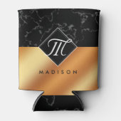 Monogram Elegant Black Marble & Copper Folie Blikjeskoeler (Voorkant)