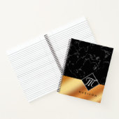 Monogram Elegant Black Marble & Copper Folie Notitieboek (Binnen)