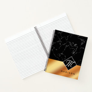 Monogram Elegant Black Marble & Copper Folie Notitieboek