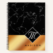 Monogram Elegant Black Marble & Copper Folie Notitieboek (Voorkant)