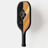Monogram Elegant Black Marble & Copper Folie Pickleball Paddle (Links)