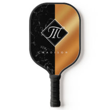 Monogram Elegant Black Marble & Copper Folie