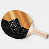 Monogram Elegant Black Marble & Copper Folie Tafeltennisbatje (Zijkant)
