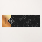 Monogram Elegant Black Marble & Copper Folie Yogamat (Achterkant (horizontaal))