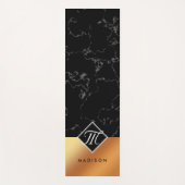 Monogram Elegant Black Marble & Copper Folie Yogamat (Voorkant)