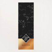 Monogram Elegant Black Marble & Copper Folie Yogamat (Achterkant)