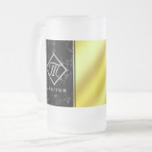 Monogram Elegant Black Marble & Gold/Brass Folie Matglas Bierpul (Voorkant links)