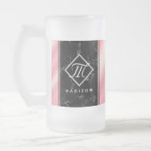 Monogram Elegant Black Marble & Pink Folie Matglas Bierpul (Links)
