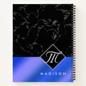 Monogram Elegant Black Marble & Royal Blue Folie Notitieboek (Achterkant)