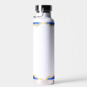 Monogram Elegant Blauw Agaat Marmeren Patroon Waterfles (Rechts)