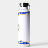 Monogram Elegant Blauw Agaat Marmeren Patroon Waterfles (Achterkant)