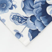 Monogram Elegant  Blauw Bloempatroon Fleece Deken (Hoek)