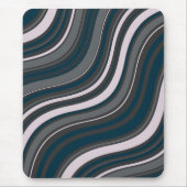 Monogram Elegant Blauw & Grijs Gestreept Muismat (Voorkant)