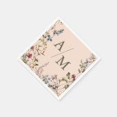 Monogram Elegant Bloemen Bruiloft Servet (Hoek)