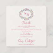 Monogram Elegant Bloemen Lijst Trouwdetails Informatiekaartje (Voorkant)