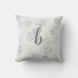 Monogram Elegant Bloemgrijs Kussen