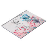 Monogram Elegant Blue Butterflie Floral Notitieboek (Linkerzijde)