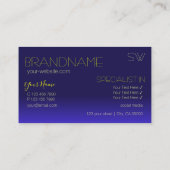 Monogram Elegant Blue en Yellow Mirror Letters Visitekaartje (Achterkant)