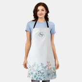 Monogram Elegant Blue Floral All-Over Print Schort (Gedragen)