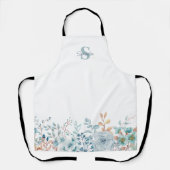 Monogram Elegant Blue Floral All-Over Print Schort (Voorkant)