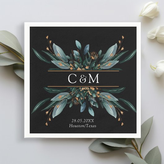 Monogram Elegant Blue Gold (imitat) Servet