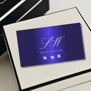 Monogram Elegant Blue Silver Sparging Diamonds Visitekaartje