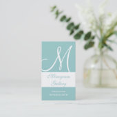 Monogram Elegant Blue Visitekaartje (Staand voorkant)