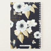 Monogram Elegant Blue & White Floral Pattern Planner (Achterkant)