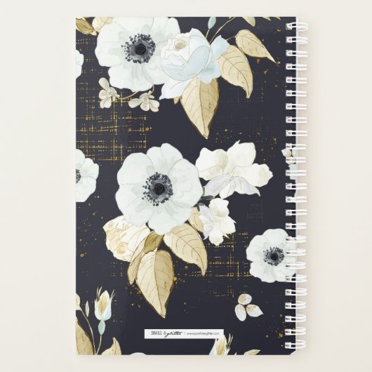 Monogram Elegant Blue & White Floral Pattern Planner (Achterkant)