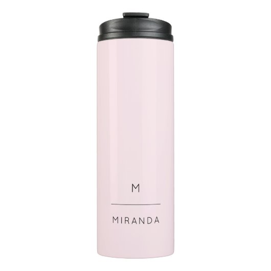 Monogram Elegant Blush Pink Black Classy Thermosbeker (Voorkant)