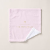 Monogram Elegant Blush Pink Gold Classy Chic Bad Handdoek (Wasdoekje)