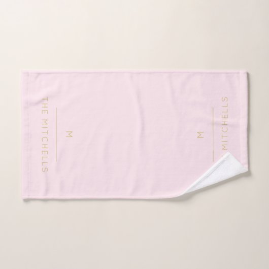 Monogram Elegant Blush Pink Gold Classy Chic Bad Handdoek (Handdoek)