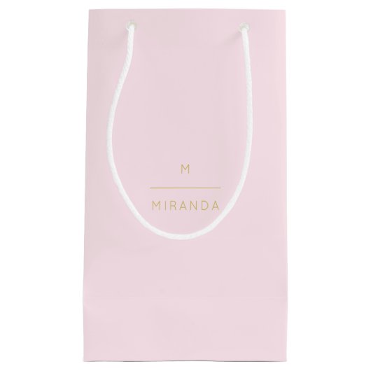 Monogram Elegant Blush Pink Gold Classy Chic Klein Cadeauzakje (Voorkant)