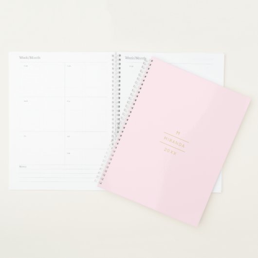 Monogram Elegant Blush Pink Gold Classy Planner (Display)