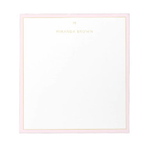 Monogram Elegant Blush Pink Gold Classy Small Notitieblok