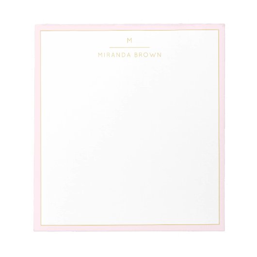 Monogram Elegant Blush Pink Gold Classy Small Notitieblok (Voorkant)