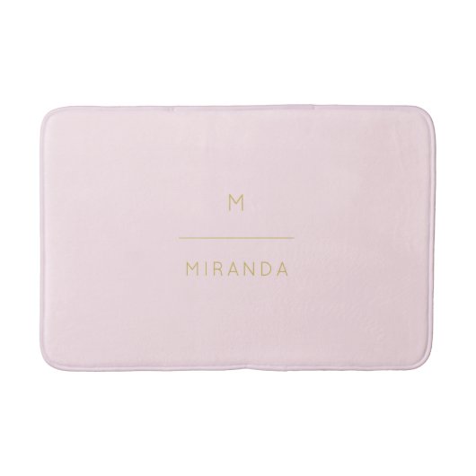 Monogram Elegant Blush Pink Gold Minimalist Classy Badmat (Voorkant)