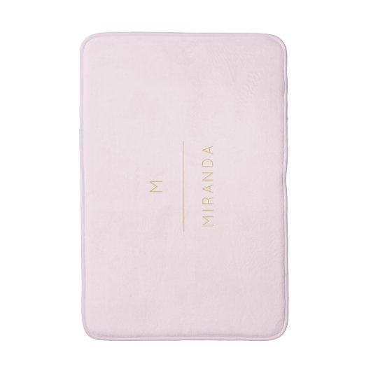 Monogram Elegant Blush Pink Gold Minimalist Classy Badmat (Voorkant Verticaal)
