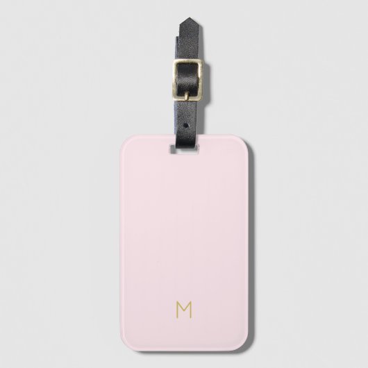 Monogram Elegant Blush Pink Gold Minimalist Classy Bagagelabel (Voorkant (verticaal))