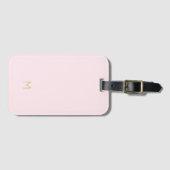 Monogram Elegant Blush Pink Gold Minimalist Classy Bagagelabel (Voorkant (horizontaal))