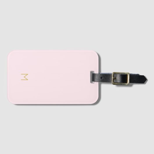 Monogram Elegant Blush Pink Gold Minimalist Classy Bagagelabel (Voorkant (horizontaal))